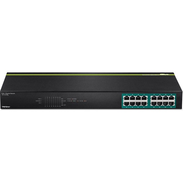 Ethernet Switch - TRENDNET - TPE-TG160G - 16 Porte - PoE/PoE+ - Rackmonterbar Sort