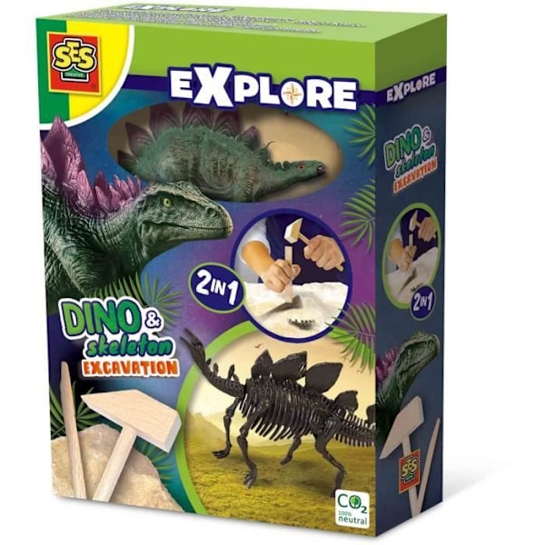 Dinosaur- og skeletudgravning 2 i 1 - Stegosaurus - SES CREATIVE Flerfärgad