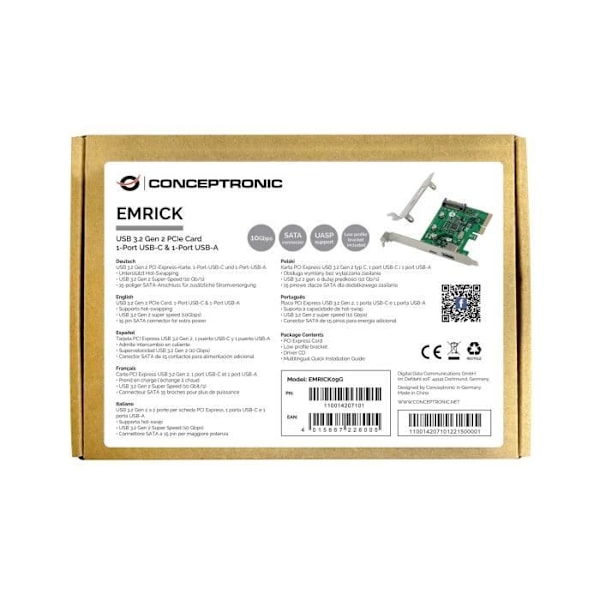 CONCEPTRONIC EMRICK09G SISÄINEN USB 3 LIITTYMÄKORTTI JA SOVITIN.