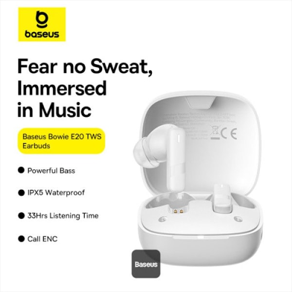Baseus Bowie E20 True Wireless Stellar Valkoinen langattomat kuulokkeet