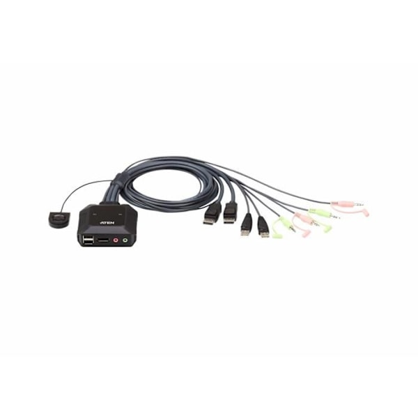 KVM-switch - ATEN - CS22DP - 2 x USB - Audio - 1 lokal bruger Sort