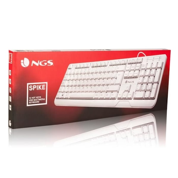 USB-tangentbord - NGS - Spike - QWERTY - 12 multimediatangenter - Kabelansluten - Vit