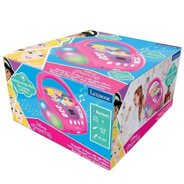 Bluetooth CD-afspiller Disney Princess med Lyd- og Lys Effekter Rosa