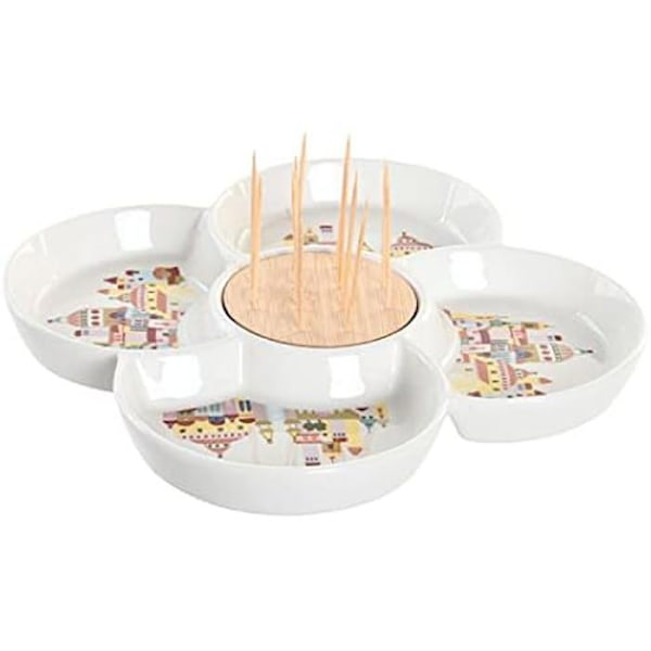 Alkupalasetti - DKD HOME DECOR - Monivärinen - Kivitavara - 22x22x7 cm - Nykyaikainen muotoilu mångfärgad