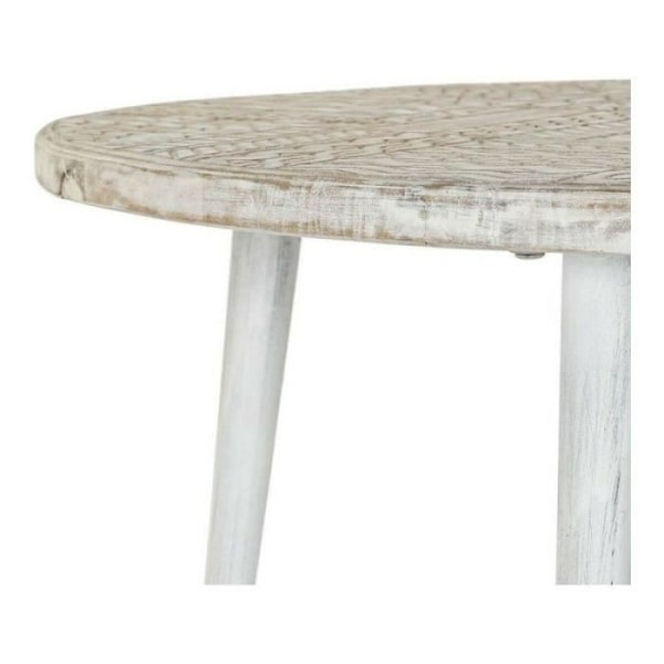 Sidebord - LANA DECO - Thyann - Guldmetal - Mangotræ - 75 x 75 x 50 cm Vitt guld