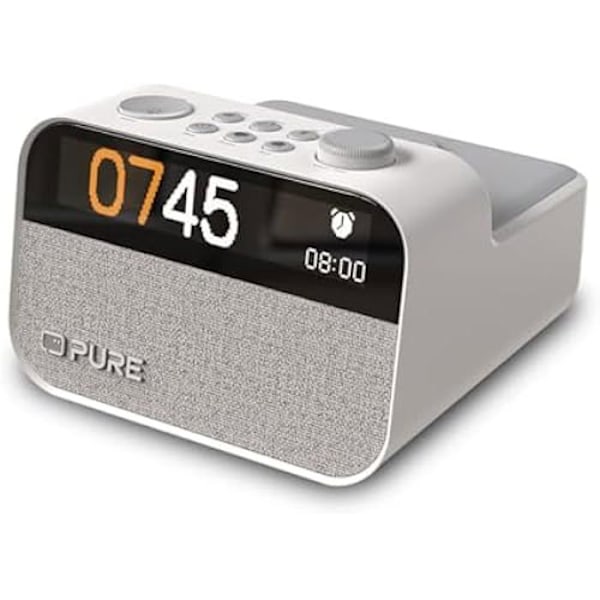Trådløs Vækkeur - PURE - Pure Moment Opladning - Naturlige Lyde - Trådløs Oplader - Vækkeurslys Vit