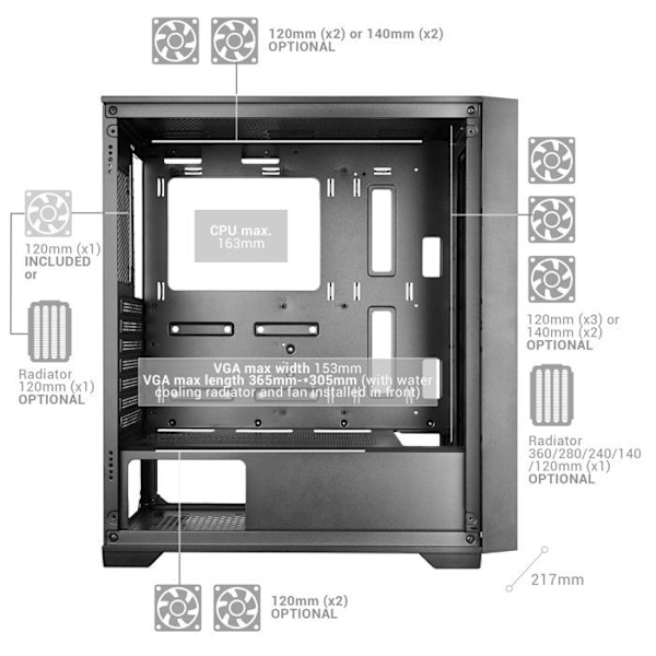 ATX-datorlåda - MARS GAMING - MC-Wood - Träpanel - Optimerad Kylning - Härdat Glas