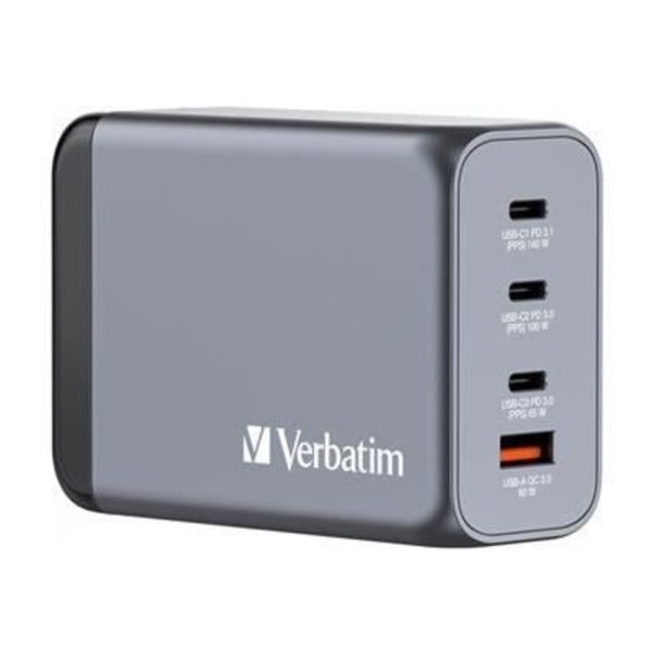 Strømadapter - Verbatim - Verbatim - Strømadapter - GaN - 240 Watt - 5 A - PD 3.0, QC 3.0, Power Delivery 3.1, PD/PPS -