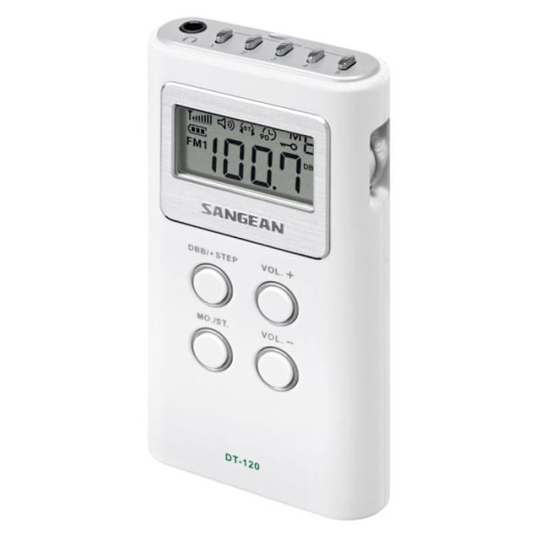 Kannettava SANGEAN DT-120 radio - AM/FM PLL digitaaliviritin - 15 esiasetusta - Valkoinen