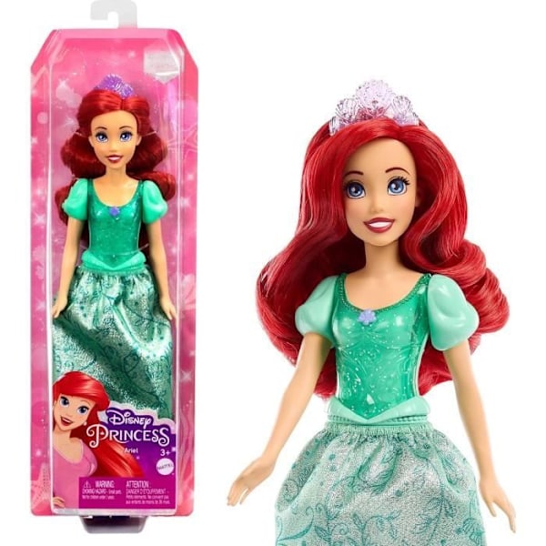 Ariel Doll 29 cm, Mattel Disney Princess Doll -sidos ja tarvikkeet HLW10 Flerfärgad