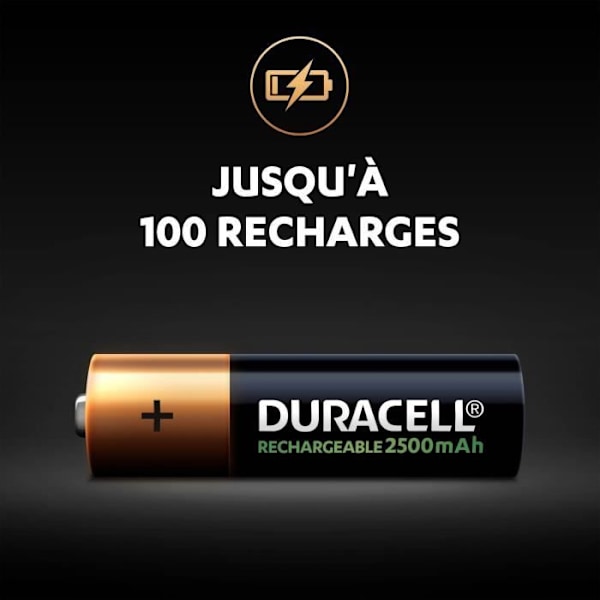Duracell uppladdningsbart batteri Duracell uppladdningsbart, paket med 4 AA 2500mAh uppladdningsbara batterier