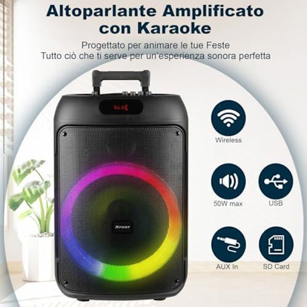 Langaton kaiutin - TREVI - XF 380 - 50W - Mikrofoni mukana - USB- ja microSD-tulot