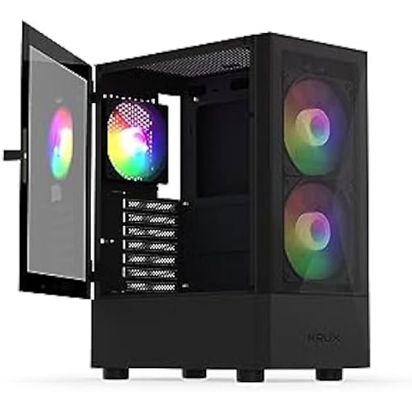 PC ATX -kotelo KRUX Vako ARGB, 2 x 140 mm ARGB ja 1 x 120 mm ARGB -tuuletin mukana