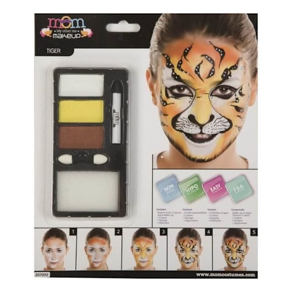 Tiger Makeup Kit - Okänt märke - One Size - Flerfärgad - Vuxen