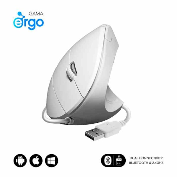Subblim Optisk Ergonomisk Mus SUBMO-EDGVU02 Vit (1 enhet) Vit