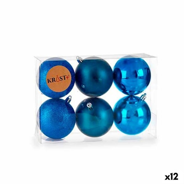 setti sinisiä muovisia joulupalloja 7 x 8 x 7 cm (12 kpl)