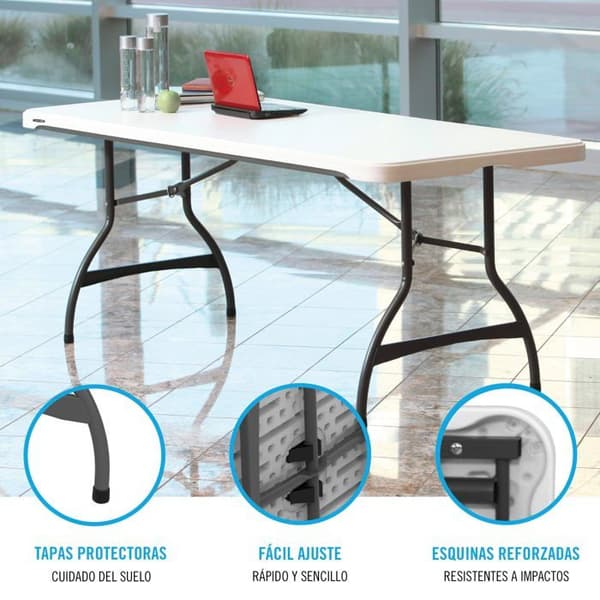 Fällbar restaurangbord - LIFETIME - 183x76 cm - Vit - Högdensitetspolyeten - Fällbar - Utomhusbruk Vit