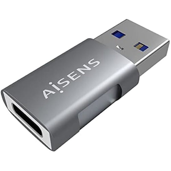 AISENS - A108-0655 - Mini USB 3.2 Gen2 10G 3A adapter, type USB-C/H-A/M, grå