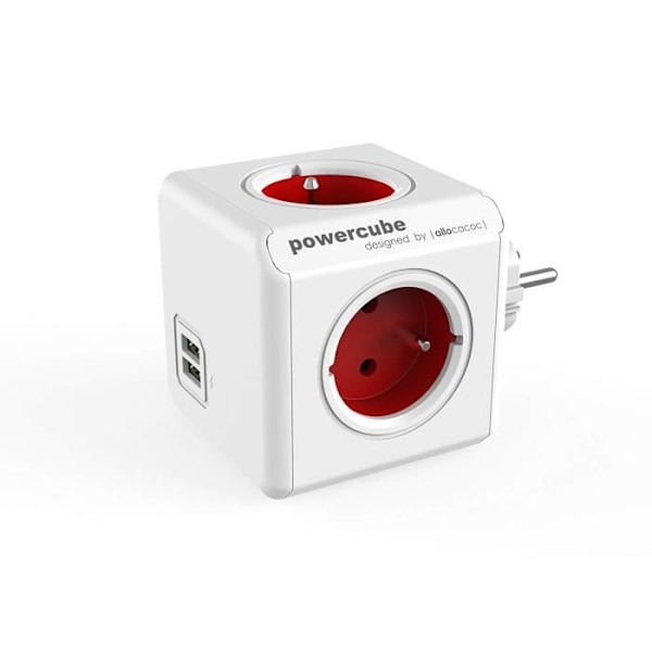 Allocacoc PowerCube Original USB Typ E Power Extensions (röd) - 8718444085935