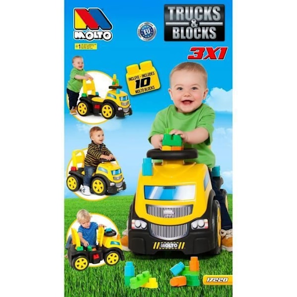 Camion Trotteur 3 i 1 - MOLTO - Uddannelseslegetøj - Gul - Unisex - Lyd effekter