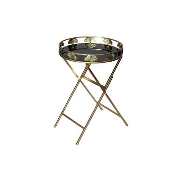Sidebord i guldglas og metal - Hvid - 49 x 49 x 72 cm
