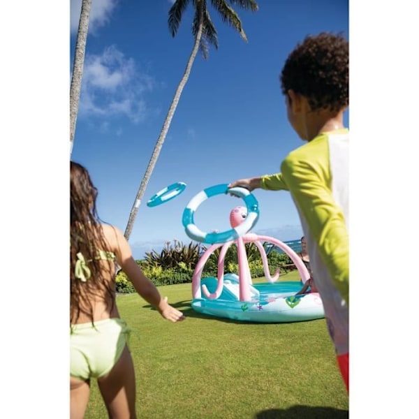 Uppblåsbar lekyta - INTEX - Octopus - 229 liter - 2 år och över - 234 x 183 x 150 cm - Ingår: 2 uppblåsbara ringar Blå, rosa