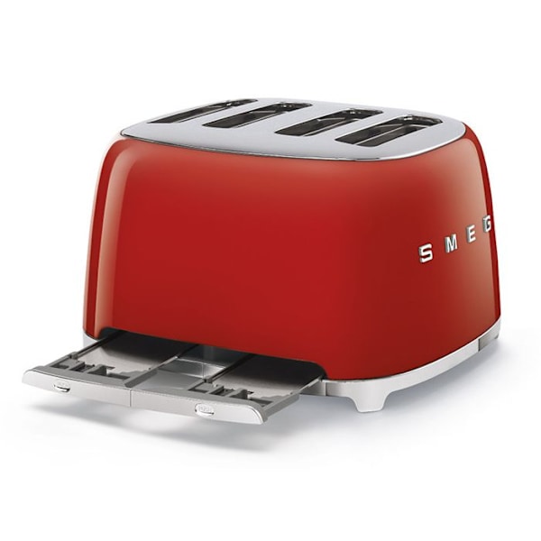 SMEG 4-viipainen 50s leivänpaahdin - Punainen - 6 ruskistustasoa - Sulatustoiminto