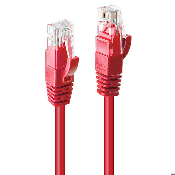 RJ-45 liitäntäkaapeli - Lindy - 2 m - UTP CAT 6 - Muovattu - Punainen - 1000Base-T