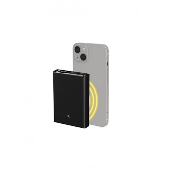 Ksix Mini Lithium Polymer Powerbank 10 000 mAh 10 W USB-A till USB-C-kabel medföljer Simultan Charging Black (MagSafe, 10 000 mAh) Svart