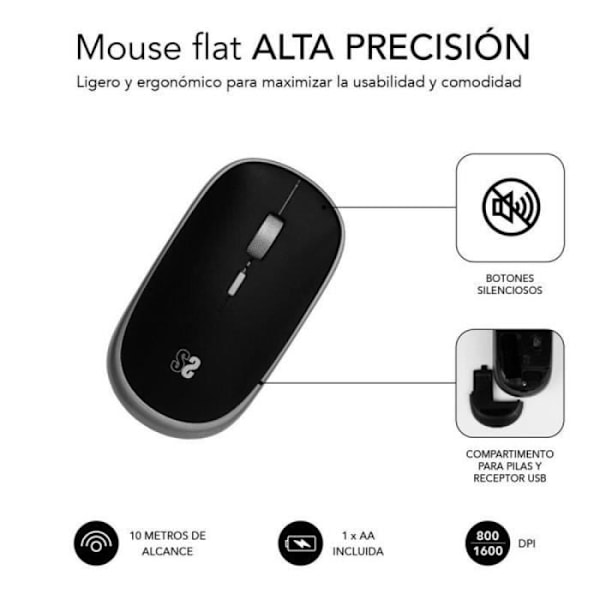 Trådløs mus - SUBBLIM - SUBMO-RFM0002 - 1600 DPI - Let - Stille