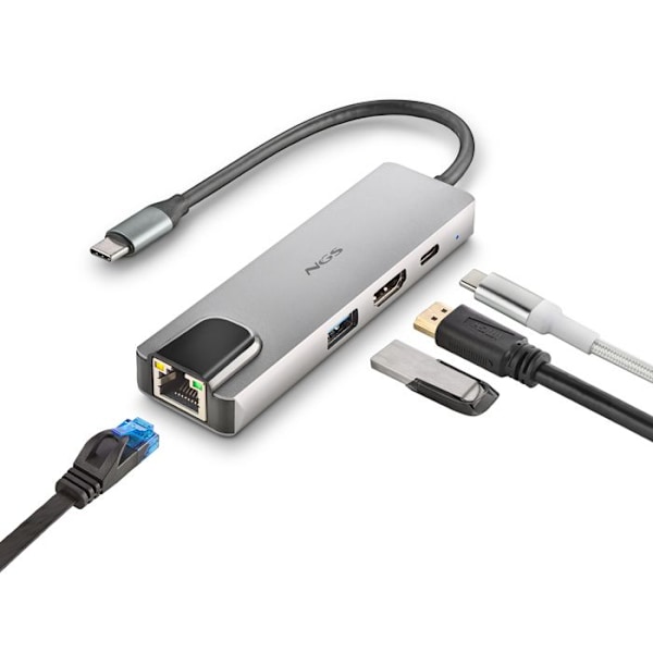 Multiport USB-C-adapter - NGS - WONDERDOCK SUPRA - Ultralätt aluminium - 4 portar - 4K HDMI