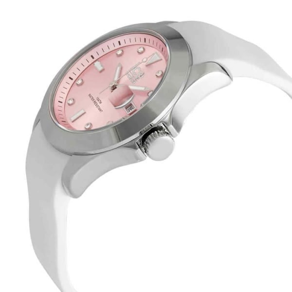 Jääkello - Naiset - 020382 - Valkoinen silikoni - 40mm - Hopea - Vaaleanpunainen Vit