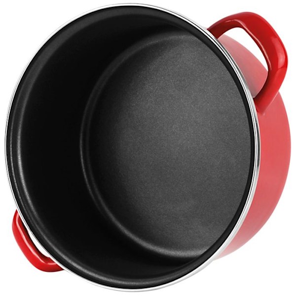 Induktionskastrull 18 cm Emaljerat stål, PFOA-fri non-stick, glaslock FAGOR Optimax Röd 00895 Röd
