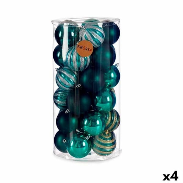 setti sinisiä PVC joulupalloja 8 x 9 x 8 cm (4 kpl)