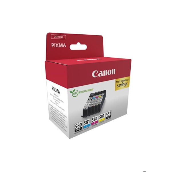 Ink cartridge - Generic - PGI-580/CLI-581 - Pack of 6 - Multi-colors - Compatible with Canon