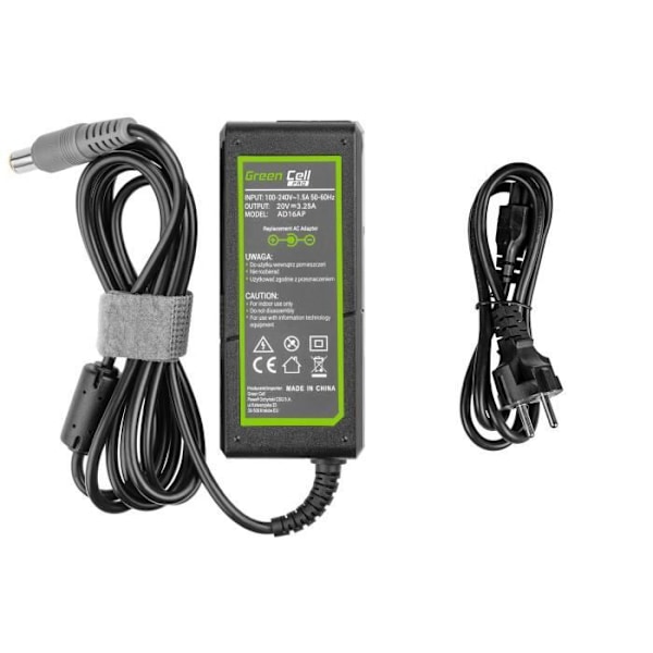 Green Cell 65W 20V 3.25A laturi Lenovo B580 B590 ThinkPad L430 L530 R400 T400 T410 T420 T430 T430s T60 T61 X201 X220 X230 varten sort