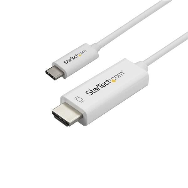 STARTECH 1 m USB-C - HDMI 4K 60 Hz -sovitinkaapeli - valkoinen - ensimmäinen pää: 1 x Type C Uros Thunderbolt 3