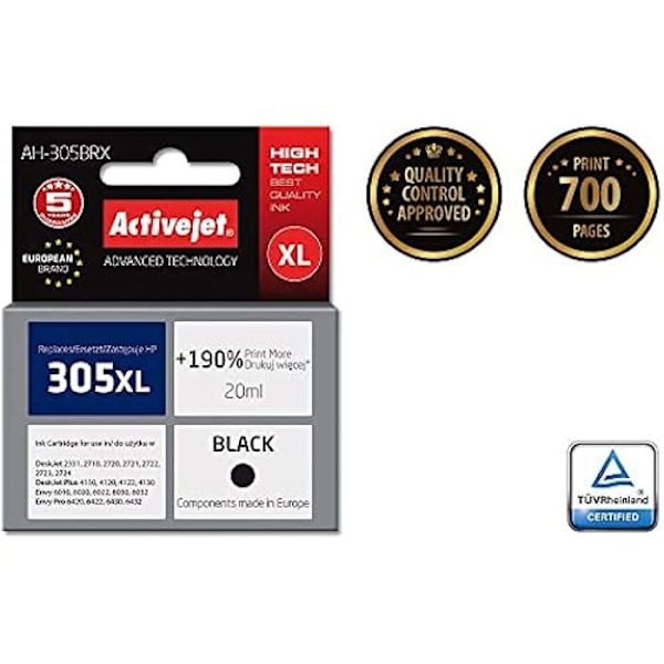 ACTIVEJET mustesäiliö HP HP 305XL 3YM62AE - Musta - 20 ml