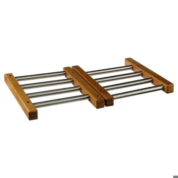 Bordskåner - Bambus - Udtrækkelig - 22 til 44 cm - Træ og rustfrit stål - Modstandsdygtig Trä & Silver