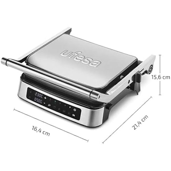 Ufesa Everest Digital Electric Grill, Panini Press, 2000W kontaktgrill, 5 foruddefinerede programmer, berøringsskærm,