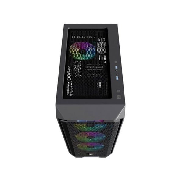 Nfortec - KRATER X Gaming PC Kabinet Mid Tower ATX, 4x 120mm ARGB blæsere inkluderet, Front mesh, Hærdet glas på siden, Sort