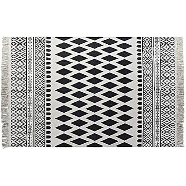 Tæppe - DKD Home Decor - Standard - 160 x 250 cm - Polyester og bomuld - Moderne Svart vit