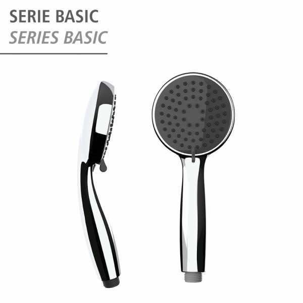 WENKO Basic brusehoved, brusehoved med 3 stråler, nem rengøring af kalk, plastik, ø10 cm, grå