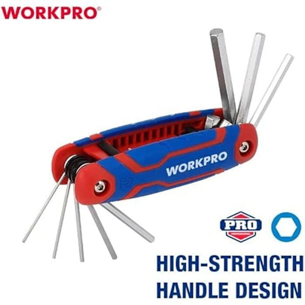 Sæt med foldbare unbrakonøgler - WORKPRO - 1,5-8 mm - Plastik - 6-punkts - 17 x 6 x 6 cm