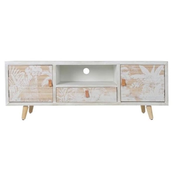 Tv-møbel thyann boligindretning hvidt bambustræ (140 x 40 x 51 cm)
