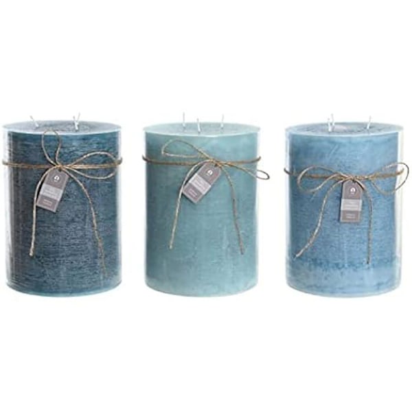 Duftlys - DKD HOME DECOR - Estándar - Voks og aluminium - Forskellige farver - 14,5 x 20 x 14,5 cm Blå