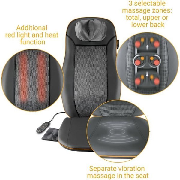 MCN-hierontatuolin päällinen - MEDISANA - Shiatsu-hieronta - Lämmitystoiminto - Harmaa