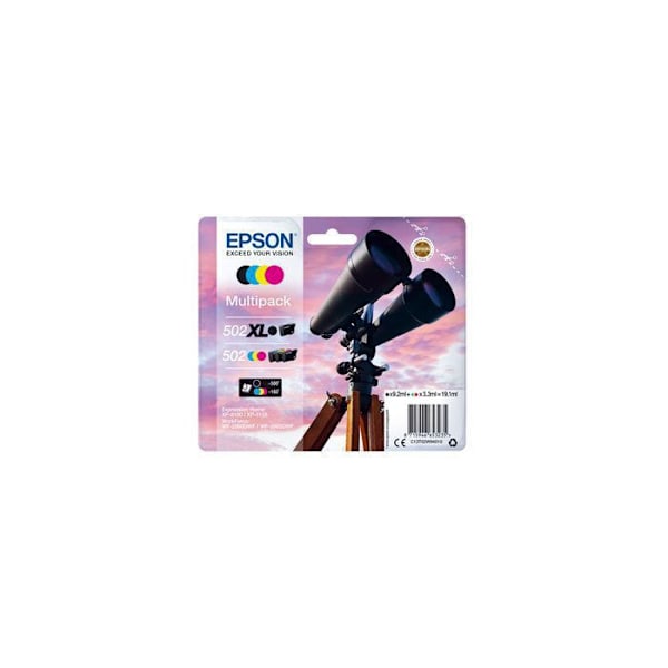 Epson 502-502XL Multipack Pack of 4 19,1 ml musta, keltainen, syaani, magenta alkuperäinen läpipainopakkaus mustepatruuna Expression Home…