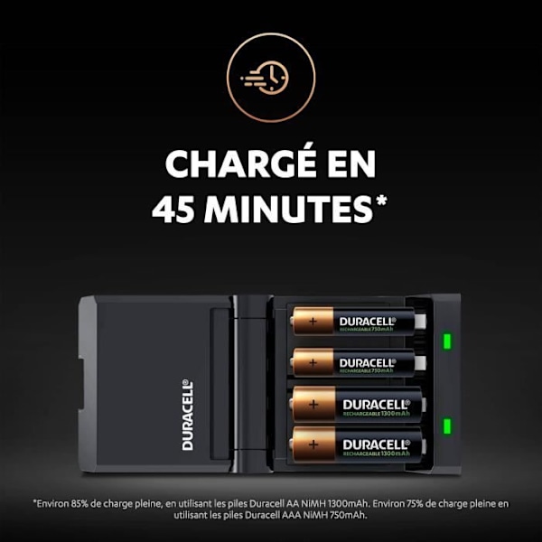 Duracell batterioplader 45min oplader til 4 AA/AAA batterier