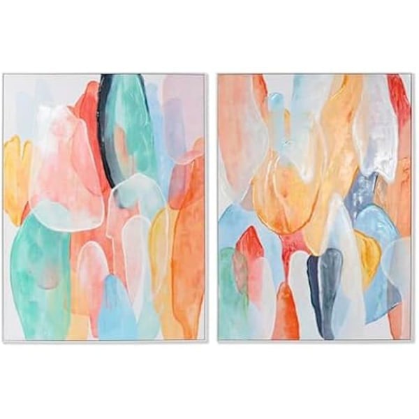 Målning - HOME ESPRIT - Modern abstrakt - 90 x 120 cm - 2 enheter - Flerfärgad mångfärgad